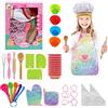 Ballery Set da Cuoco per Bambini, Chef Gioco di Ruolo Set Grembiule Cucina Bambini Gioco d'Imitazione Kit Accessori Cucina Bambini 3-8 Anni con Grembiule per Compleanno Natale Pasqua Festival