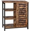 VASAGLE Armadietto, credenza, scaffale, armadio, 3 ripiani e 1 scomparto con porta, telaio in acciaio, cucina, soggiorno, ufficio, stile industriale, marrone rustico e nero LSC74BX