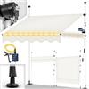 tillvex Tenda da Sole a Bracci con Manovella | Protezione Balcone, Regolabile, Senza Forare, a Manovella | Tenda resistente per Esterno ai raggi UV e regolabile in Altezza (150cm, Beige con LED)