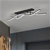 Likense Plafoniera Led Soffitto Moderna Plafoniere da ufficio Nero Lampadario LED Soffitto Dimmerabile Apparecchio Da Soffitto ondulato Luce Luci soffitt (120cm 32W)