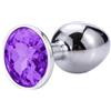 Sunfo Plug anale in metallo con gemma decorativa (argento-viola)