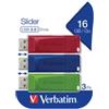 Verbatim - USB Pen Drive 3.2 Gen 1 Drive - 16 GB - rosso-giallo-blu - conf. 3 pezzi - 49306 (unità vendita 1 pz.)