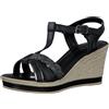 MARCO TOZZI Sandali Donna con Tacco a Zeppa con Cinturino Regolabile in Pelle, Nero (Black Comb), 40 EU