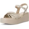MARCO TOZZI Sandali Donna con Tacco a Zeppa con Cinturino Regolabile in Pelle, Bianco (Pebble), 39 EU