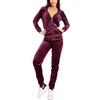 Toocool - Tuta Donna Velluto Velour CINIGLIA Velluto Giacca Zip Cappuccio LO-F201 [XXL,Viola]