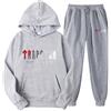 YiLianDa Tuta Trapstar Uomo Donna, 2 Pezzi Completo Trapstar con Logo Stampato, Unisex Felpa con Cappuccio in Plie e Pantaloni, Trapstar Tuta Jogging Sportiva Set Autunno Inverno