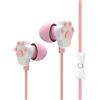 Tainrunse Auricolari in-ear con cavo a forma di zampa di gatto da 3,5 mm, stereo, con microfono, compatibili con live streaming, colore: rosa