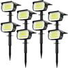 LOTMOS 8 Pezzi Luci Solari da Giardino Potenti, 72 LED Faretti Solari a LED da Esterno, Faretto Lampade Solare 3 Livelli di Luminosità, Impermeabile Lampioni Solare da per Cortile, Alberi, Bianco Freddo