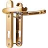 Generic Set di maniglie per porta in UPVC, in ottone lucido, leva/leva, 92 mm PZ (centri), 122 mm da vite a vite, piastra posteriore 212 mm x 34 mm, maniglia per porta in UPVC, maniglie di ricambio in ottone