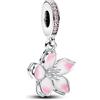 PANDORA Ciondolo mobile Moments a forma di fiore di ciliegio in argento Sterling con eleganti zirconi rosa e smalto rosa sfumato