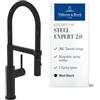 Villeroy & Boch Steel Expert 2.0 - Rubinetto da cucina ad alta pressione, con funzione di commutazione e beccuccio girevole, per lavello, a risparmio energetico, altezza 170 mm, nero opaco