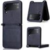 Topme Cover per Samsung Galaxy Z Flip3 5G Custodia Case, Custodia per Telefono in Pelle Elegante Slot per Schede Testurizzato.Blu