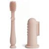 Moonkie Spazzolino Neonato in Silicone con Ditale + Pulisci Lingua, Senza BPA, Morbido e Confortevole, per 3+ Mesi(Blush)