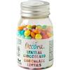Decora, 2081199 Confezione da 80 g Mini Lenti Cioccolato A Latte Arcobaleno Dim. ⌀ 10 mm, Pronte all'uso, Da cospargere direttamente su torte, Con il 60% di cioccolato al latte, Made in Italy