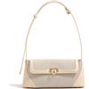 zhongningyifeng Pochette a tracolla piccola per le donne in pelle PU tela mini tote borsa a mano con chiusura a fibbia (beige)