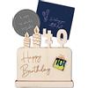 Joli Coon Biglietto auguri 40 anni, regali in denaro 40 compleanno | Legno multistrato incollato, fino a 3 banconote piegate, cofanetto blu, incisione precisa
