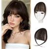 Sofeiyan Capelli Frangetta,Frangia Clip 100% Capelli Veri | Extension per Frangetta a Clip,Bangs Piatta e Ordinata per Donna,Castano Scuro - Frangia Stilizzata