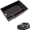 Coleya Vano Portaoggetti per Bracciolo Compatibile con Audi Q3 F3 2019-2024, Scatola Portaoggetti del Bracciolo Centrale, Audi Q3 Organizer per Braccioli con Tappetino Antiscivolo (Rosso)