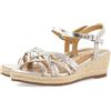 GIOSEPPO Lelant, Sandalo Espadrillas con Zeppa Donna, Argento, 37 EU
