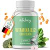 Vitabay Vitamina B12 500 µg losanghe ad alto dosaggio con folato - 180 compresse vegane - vitamina B12 acido folico vitamina vegana metilcobalamina vitamina B12 compresse ad alto dosaggio vitamina B
