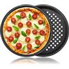 Happysnow 2 pezzi Pizza Crisper, padella in acciaio al carbonio, antiaderente, vassoio per pizza con fori, 12 pezzi