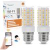 I-SHUNFA Lampadina LED Smart E27, compatibile con Alexa/Google Home, AC 230 V, dimmerabile, 2700 K-6500 K, luminosità regolabile 1%-100%, 6,3-7 W, 670 lm-800 lm, Smart Home LED pannocchie (confezione da 2)