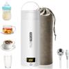 Suewidfay Bollitore da Viaggio Piccolo Elettrico, Bollitore Portatile da 500ML/300W Mini Tazza per Acqua in Acciaio Inossidabile 316, Riscaldamento con Spegnimento Automatico, per Tè, Caffè, Latte(Bianco)