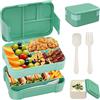 Bibury Porta Pranzo, Lunch Box Prova di Perdite per Bambini e Adulti, Bento Box con 6 Scomparti, Scatola di Yogurt, Forchetta e Cucchiaio, Sicuri per Microonde e Lavastoviglie - Verde Menta