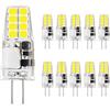 VINBE Lampade LED G4, 3 W, corrispondono a lampade alogene da 35 W, lampada LED 12 V AC/DC, 350 lumen, senza sfarfallio, non dimmerabile, luce G4, bianca (6000K, confezione da 10)