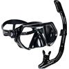 AQUAZON RS1 - Set da snorkeling per adulti, qualità professionale, vetro anti-appannamento, cinturino in silicone liquido e corpo maschera, boccaglio asciutto, colore: nero