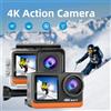 GKKICO Ultra HD 4K 30FPS 16MP WiFi Action Camera Doppio Schermo 2.0 IPS LCD 170° Grandangolo 30M Impermeabile Videocamera per Facile da Usare