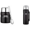 THERMOS Thermos King in acciaio inox, nero 1,2 l, thermos con bicchiere+ Thermos per Alimenti, Acciaio Inossidabile., Acciaio Inox, Nero, 9,3 x 9,3 x 14,2 cm