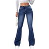 ticticlily Pantaloni Jeans Zampa Donna Casuale Skinny Push Up Pantalone Denim B2 Blu L