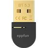 eppfun Adattatore Bluetooth USB 5.3 Dongle per PC, Trasmettitore Bluetooth Audio, per Cuffie Mouse Tastiera Stampante, Compatibile con Windows 11/10/8.1, Plug & Play