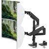 PUTORSEN Braccio Monitor Doppio per Schermi 17-49 pollici, Regolazione Dell'altezza con Inclinazione e Girevole Supporto per Braccio, Capacità di Carico da 2-20 kg, VESA 75/100mm