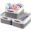Mangata Scatole portaoggetti in tessuto intrecciato, set di 3 organizer in tela per vestiti, giocattoli, mensole, trucco