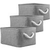 MANGATA Pieghevole Scatola portaoggetti, cesti portaoggetti in Tessuto per Giocattoli/Asciugamani/Scuola/casa/Guardaroba/Ufficio, Confezione da 3 (Grigio, Small)