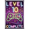 Tarklanda Targa in metallo retrò per il 10° compleanno ragazzo, LEVEL 10 COMPLETE, decorazione per 10 anni, divertente targa di compleanno 10, biglietto di compleanno per gamer 10, regalo di compleanno