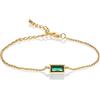 namana Delicato Bracciale Verde Smeraldo per Donna, Bracciale Donna con Pietre Taglio Baguette, Semplice Braccialetto Verde in Oro per Donna e Ragazza, Braccialetti con Pietre Verdi a Taglio Baguette