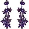 EVER FAITH Orecchini vintage in stile Art Deco, strass cristalli smalto floreale piombo lampadario orecchini pendenti viola
