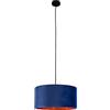 meineWunschleuchte Lampadario a sospensione a LED vintage con paralume in velluto blu/oro, Ø 40 cm