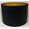 ArG Lighting Paralume Cilindro in Tessuto Nero con interno Oro, fatto a mano, varie misure, per lampada da tavolo, sospensione, piantana (Diametro 50 cm, Altezza 25 cm)