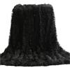 Hggzeg, Coperta a pelo lungo super morbida, elegante e accogliente, in finta pelliccia, decorativa, per divano, sedia e letto (nero, 130 x 160 cm)