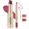 Boobeen Set di 2 Pezzi di Fodera per Labbra e Rossetto, Ultra-Long-Lasting Nude Matte LipLiner Cremoso Rossetto Impermeabile Colore Labbra