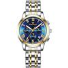 Silverora Uomo Analogico Quarzo Orologio con Cinturino in Acciaio Inox Orologi Business Orologio Sportivo Casual Orologio da Polso per Coppia, Oro Blu- F