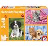 Schmidt Spiele 56361-Puzzle per bambini, 3 x 48 pezzi, motivo: i miei animali domestici preferiti, Multicolore, 56361