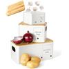 Lannvan Porta Patate Cucina, Set di 3 Contenitore Patate e Cipolle e Aglio con Coperchio e Fori di Ventilazione, Contenitore per Patate, Contenitori Salvaspazio Cucina Design Retrò (Bianco)