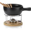 kela Set per fonduta di formaggio10 pezzi, fonduta in ceramica per 6 persone NATURA, set per fonduta di formaggio con supporto per pastiglie combustibili, forchette, portaforchette