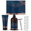 King C. Gillette Set regalo con rasoio da uomo e cura della barba, rasoio + 5 lame + gel da barba + shampoo da barba, set regalo per uomini