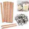 Runmeihe 100 Pezzi stoppini per candele in legno, Stoppino per candela tagliabile da 5 pollici con 50 supporti in ferro, per realizzare candele fai da te, stoppini in legno naturale ecologico senza fumo